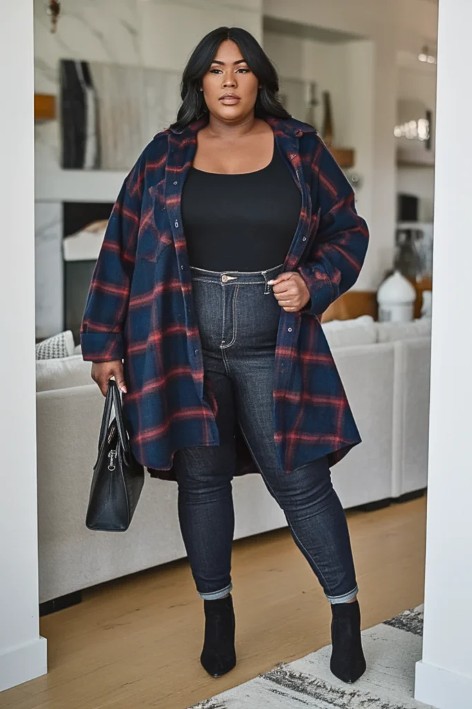 Plus Size Flannel Shirt Rustic Winter Outfit