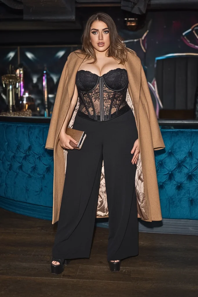 Plus Size Lace Corset Top Winter Going Out Outfit