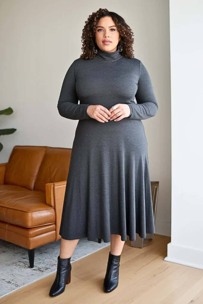 Plus Size Merino Wool Dress Winter Outfit