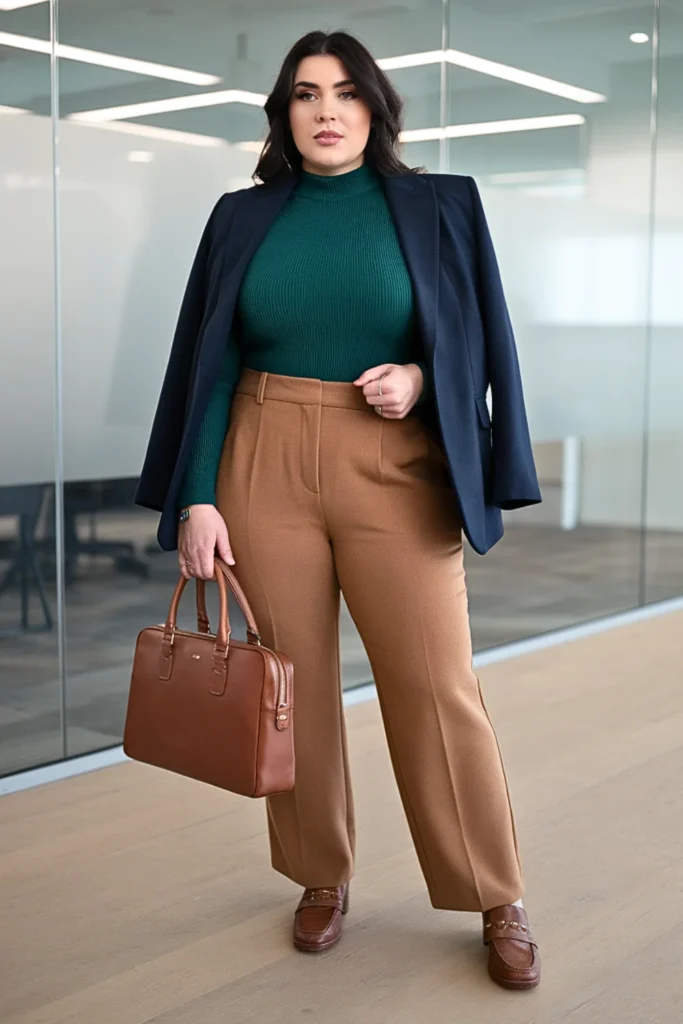 Plus Size Mock Neck Sweater Winter Work Outfit