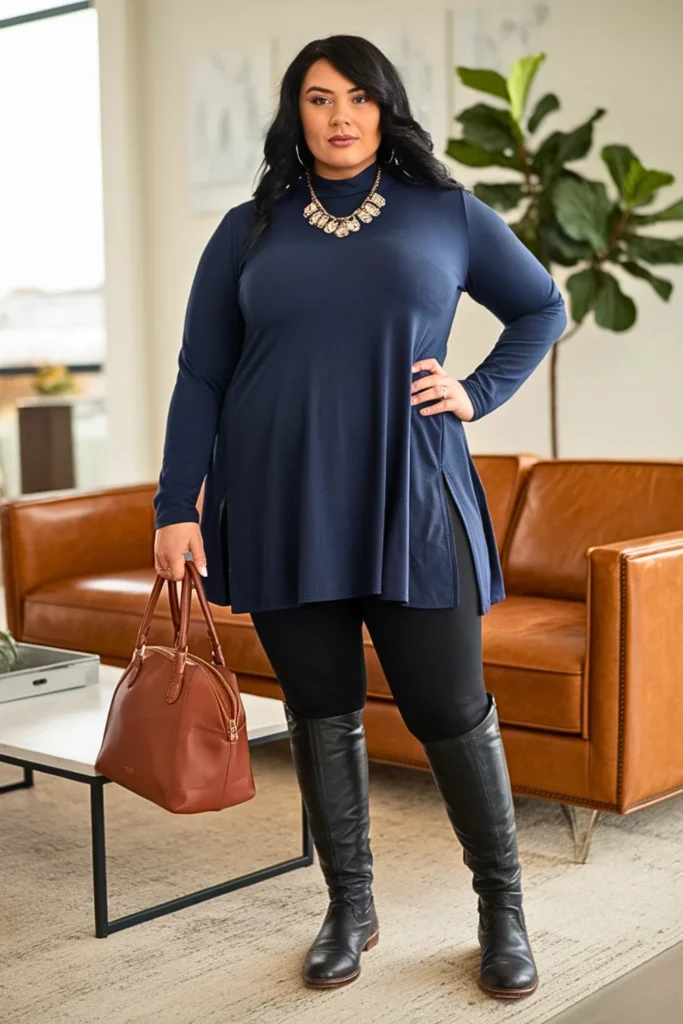 Plus Size Mock Neck Tunic Sophisticated Winter Outfit