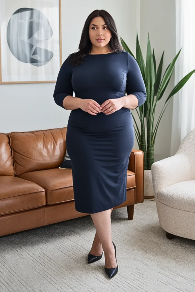 Plus Size Ponte Sheath Dress Winter Outfit