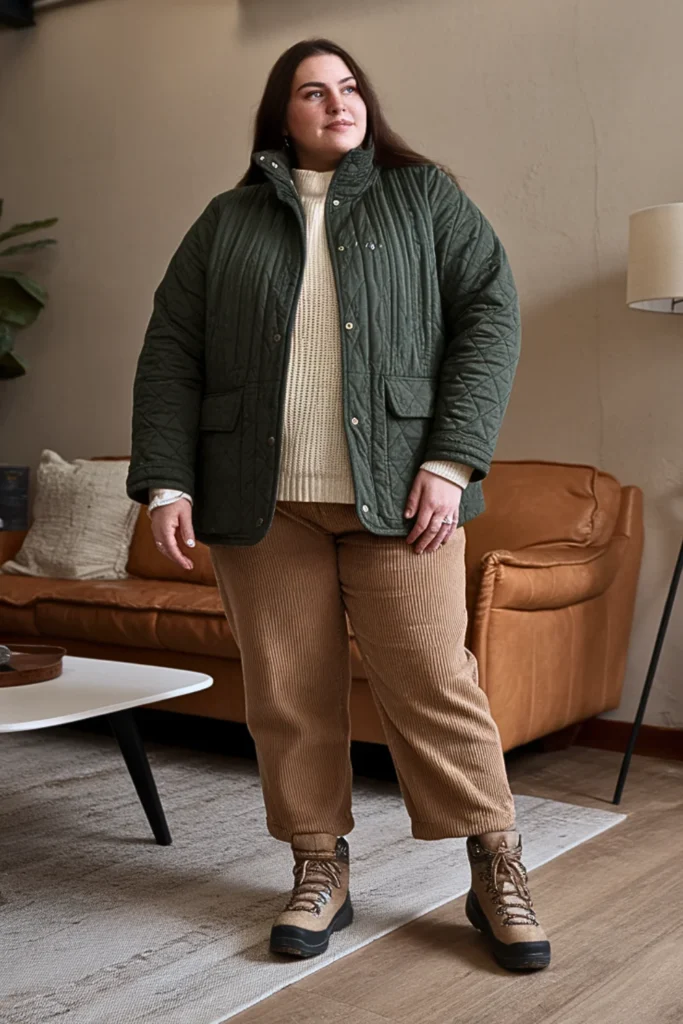 Plus Size Quilted Jacket Winter Outfit