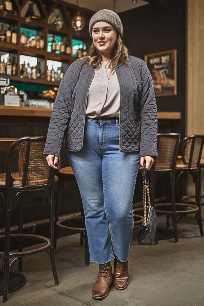 Plus Size Quilted Jacket Winter Outfit