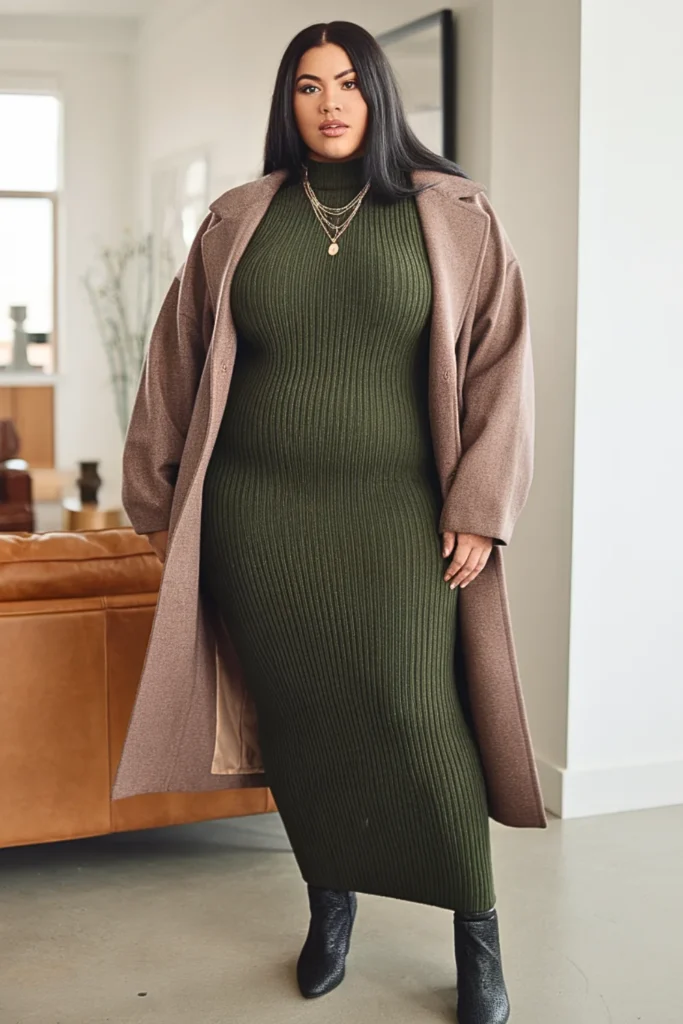 Plus Size Sweater Knit Maxi Winter Outfit