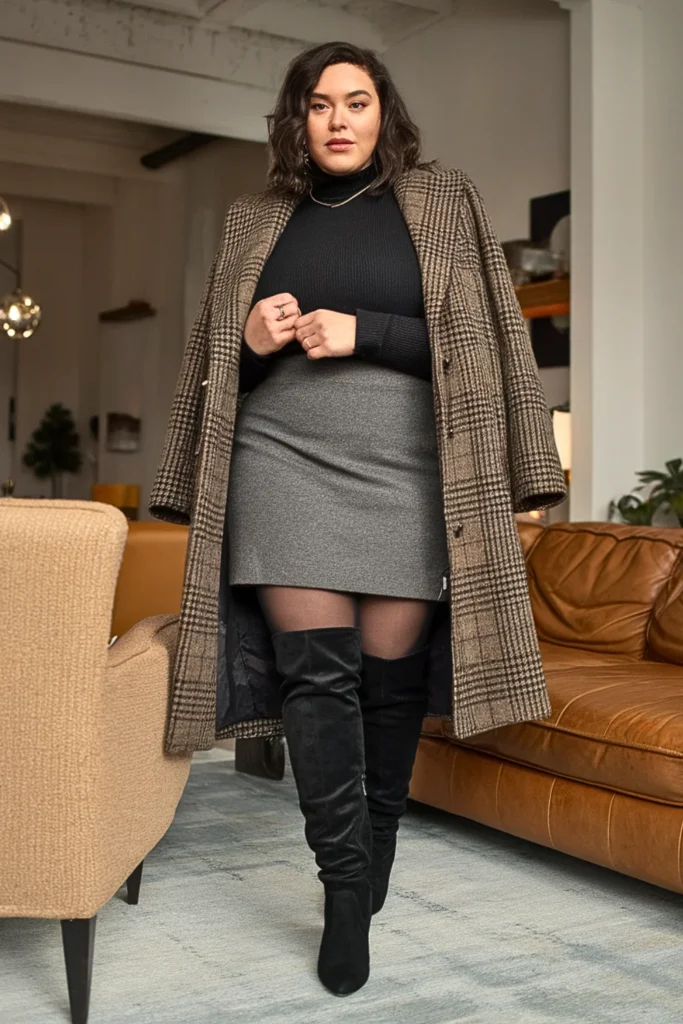 Plus Size Sweater Tights Winter Outfit