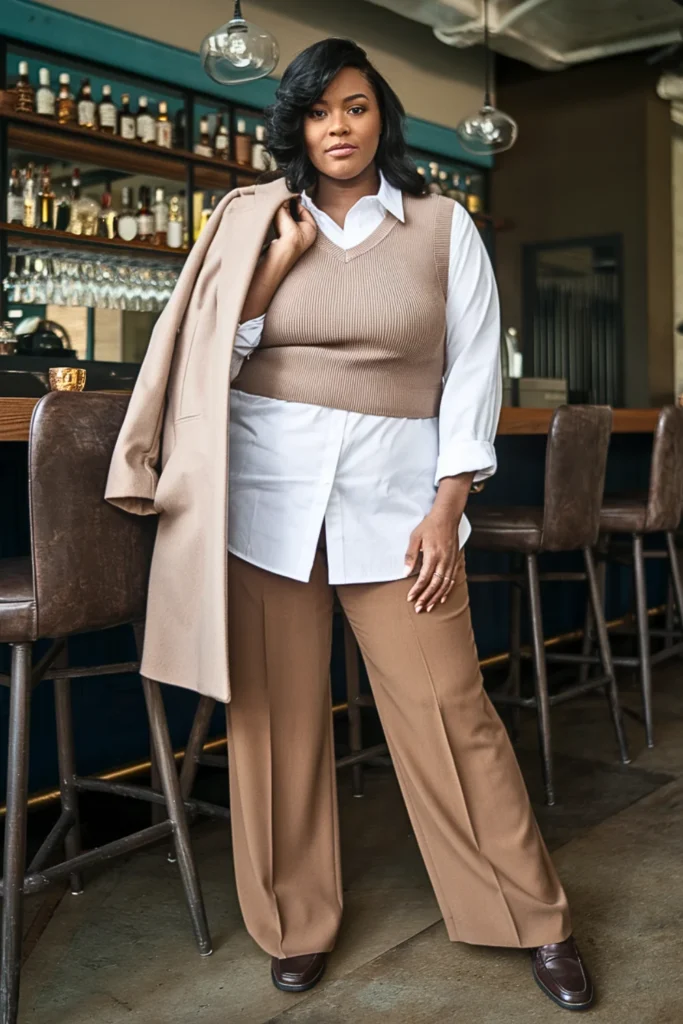 Plus Size Sweater Vest Winter Outfit