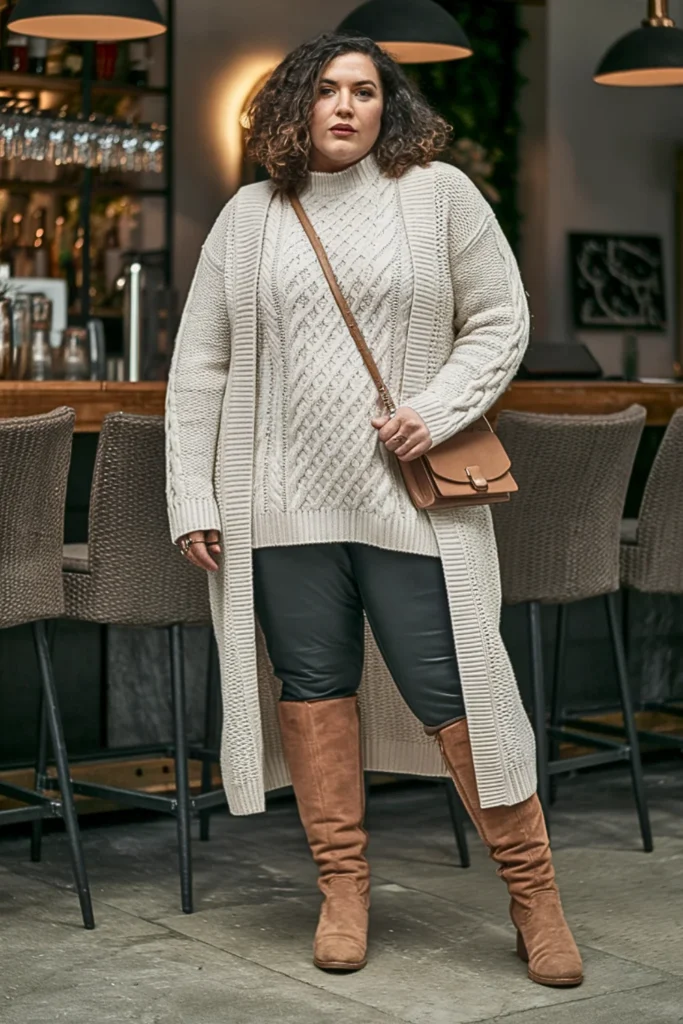 Plus Size Textured Knit Sweater Winter Outfit