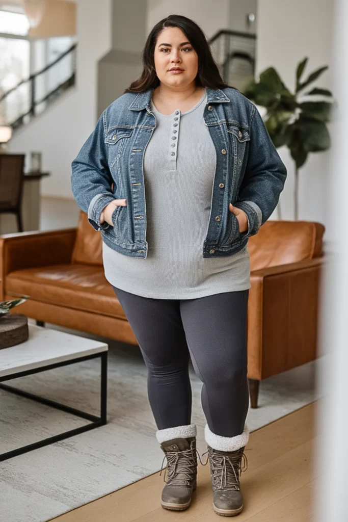 Plus Size Thermal Henley Winter Outfit
