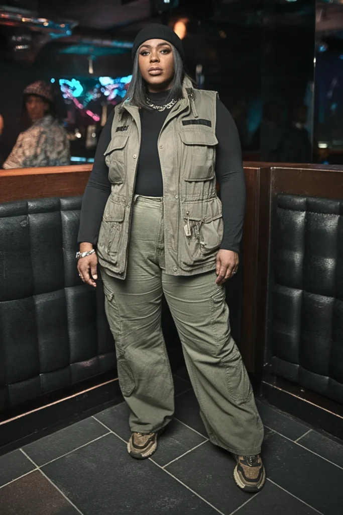 Plus Size Utility Vest Winter Baddie Outfit