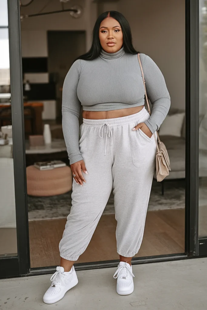 Plus Size Wool Blend Joggers Athleisure Winter Outfit