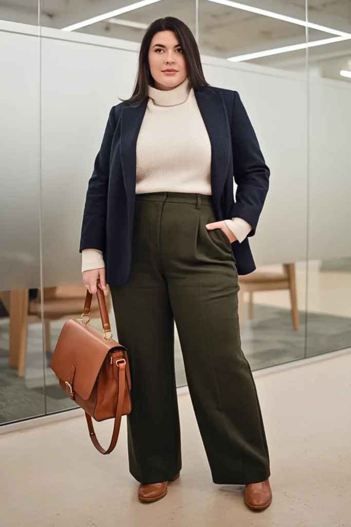 Plus Size Wool Pants Winter Work Outfit