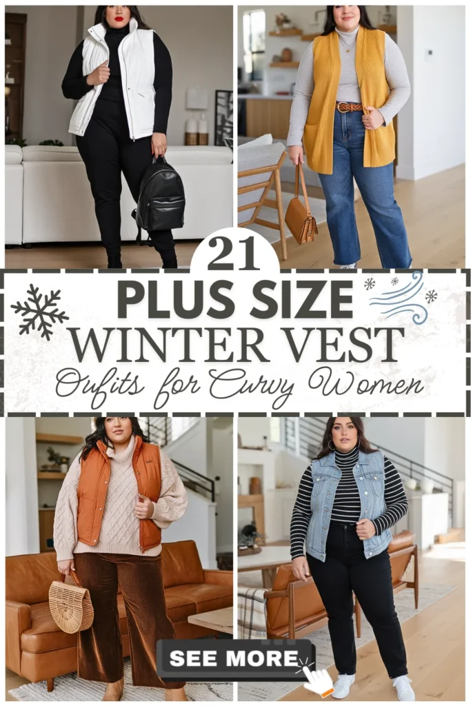 21 Plus Size Winter Vest Outfits