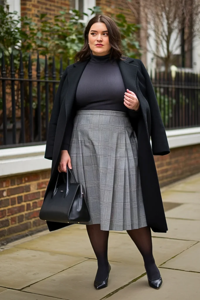 Plus Size Midi Skirt with Fitted Sweater Outfit