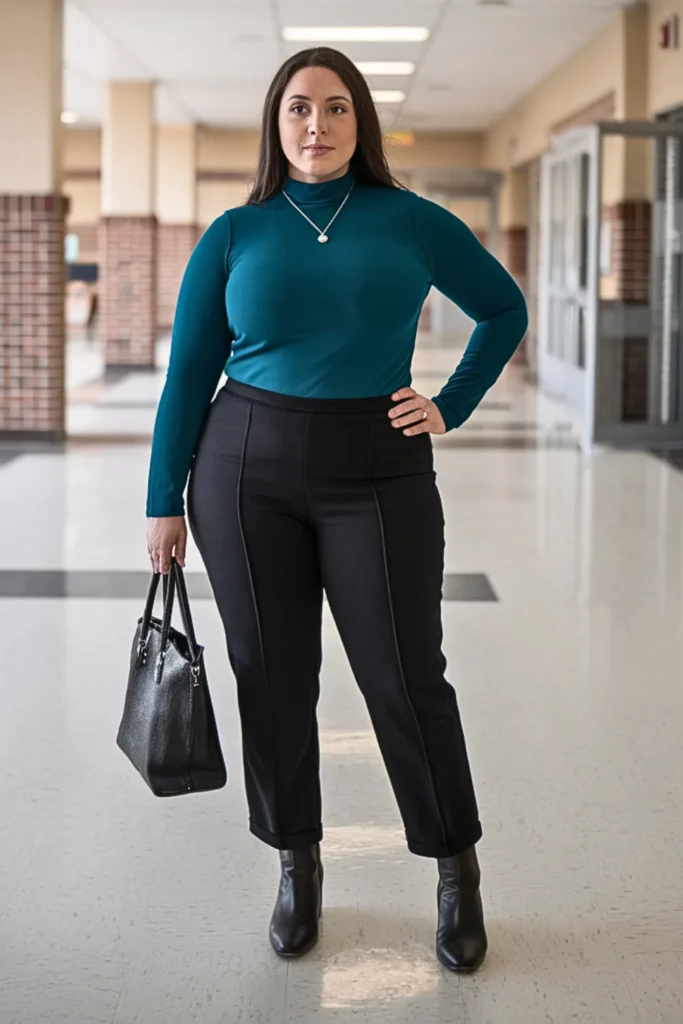 Plus Size Mock Neck Top and Ponte Pant Outfit