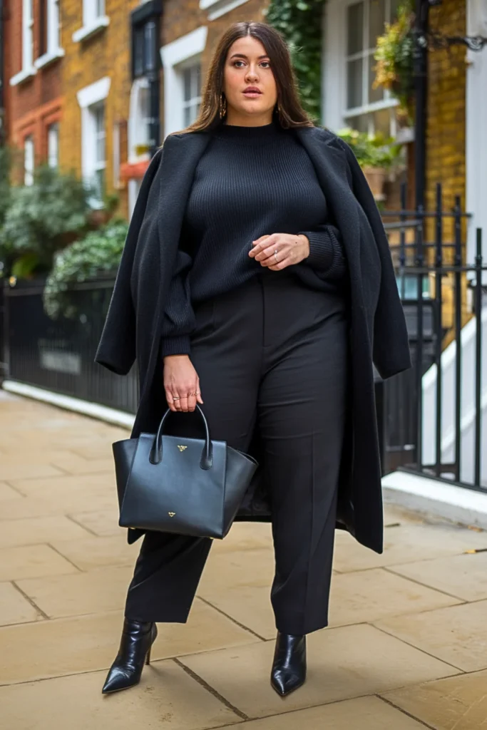 Plus Size Monochrome Outfit with Texture Play