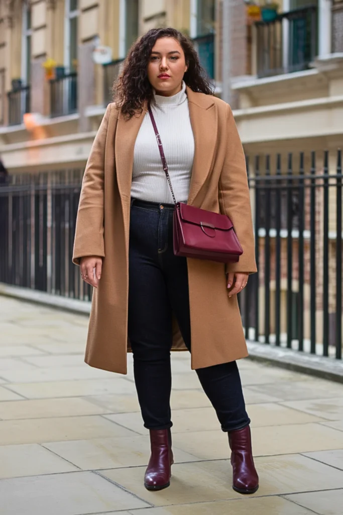Plus Size Oversized Coat with Skinny Jeans Outfit