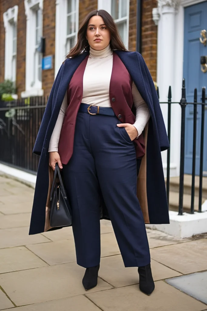 Plus Size Vest Layering with Coordinated Pieces Outfit