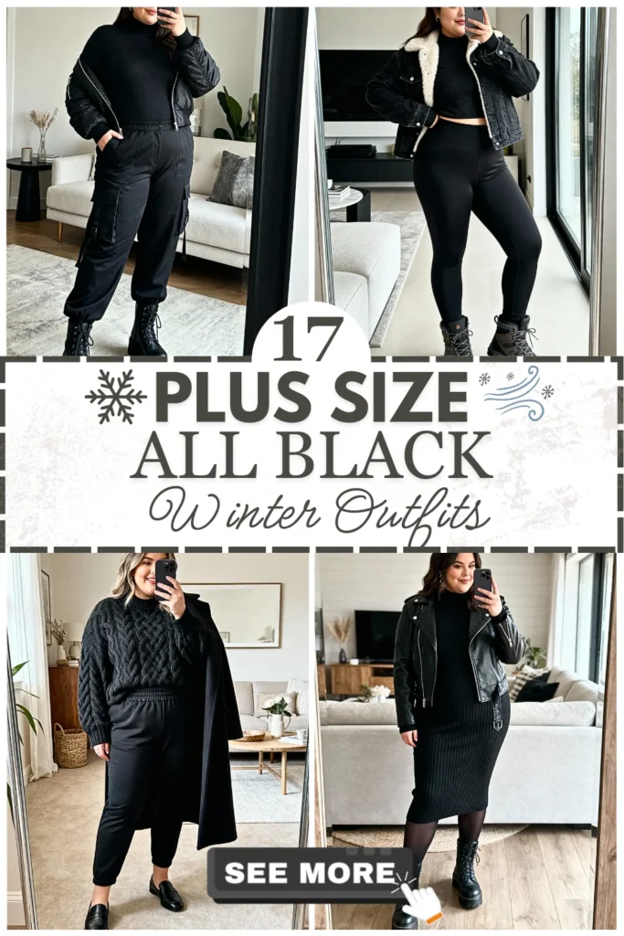 17 Plus Size All Black Winter Outfits