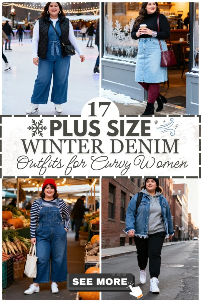 17 Plus Size Winter Denim Outfits