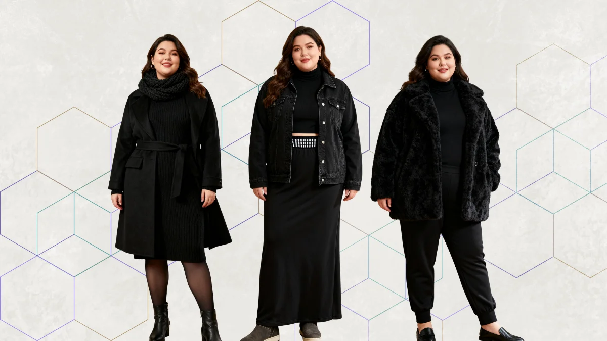 Plus Size All Black Winter Outfits