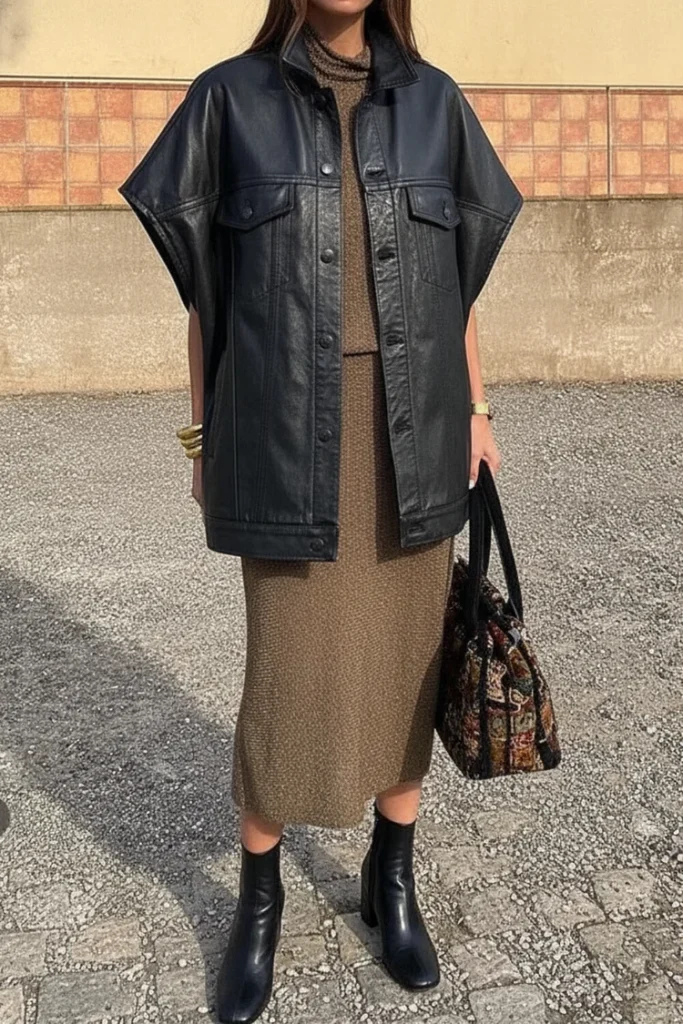 Plus Size Daily Black Waistcoat Casual PU Leather Jacket