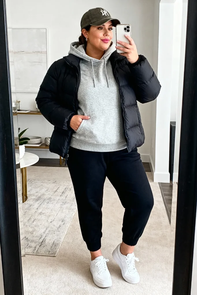 Plus Size Gray Hoodie and Joggers Outfit