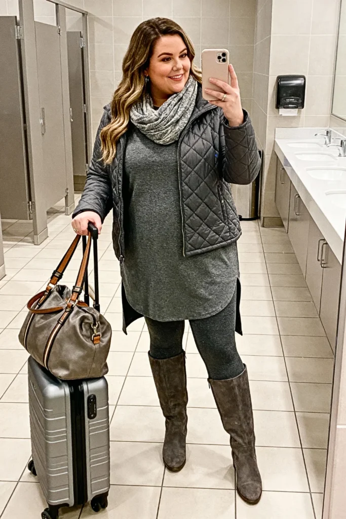 Plus Size Longline Tunic with Thermal Leggings Outfit