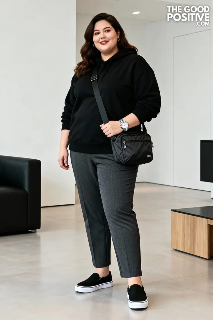 Plus Size Pullover Hoodie and Ponte Pants Outfit