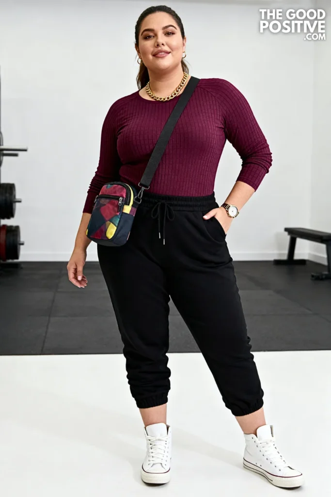 Plus Size Thermal Top and Joggers Outfit