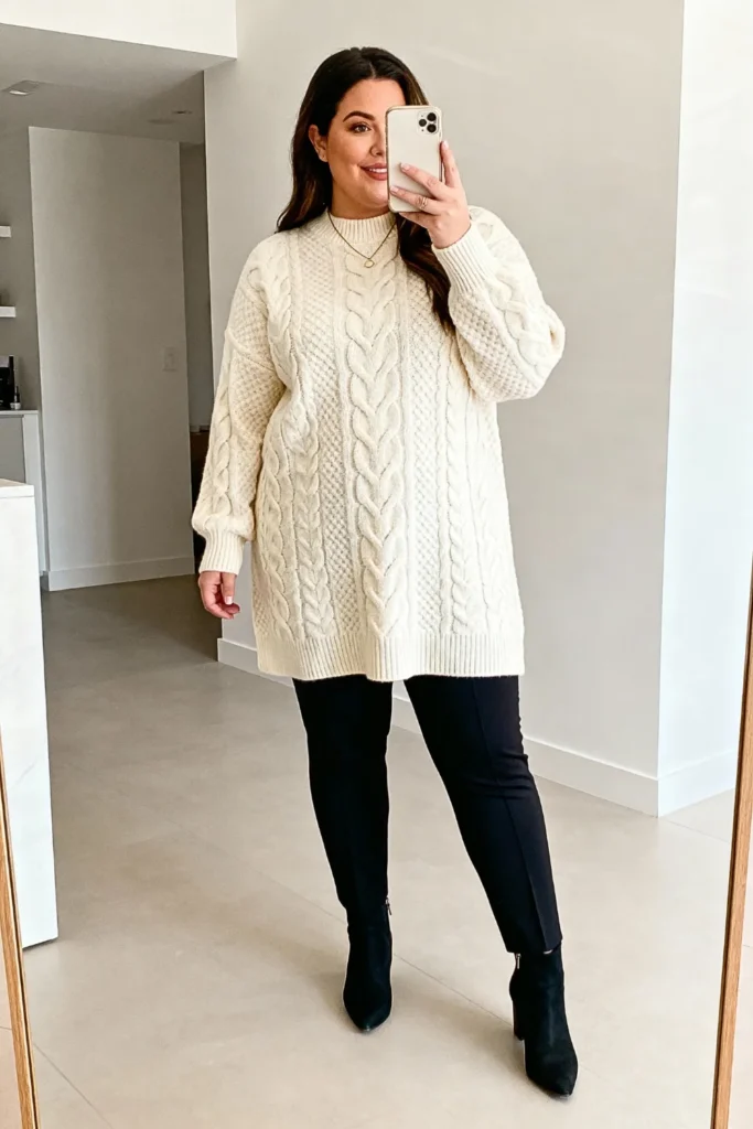 Plus Size Tunic Sweater with Ponte Pants Outfit