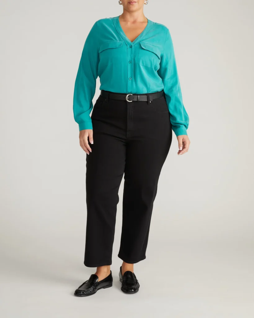 Cooling Stretch Cupro Button-Down Blouse