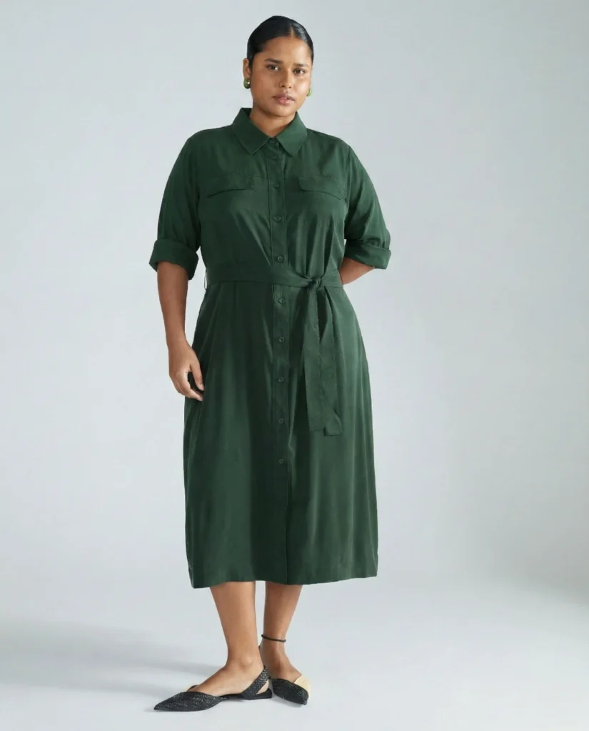 Cooling Stretch Cupro Savannah Dress Forest Green