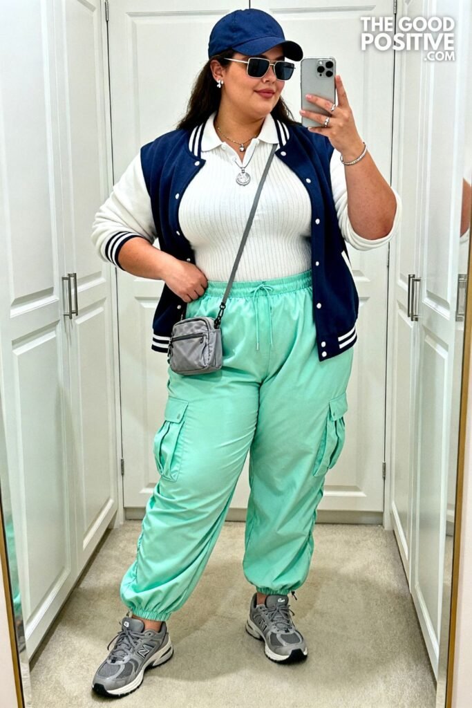 Mint Parachute Pants With Fitted White Polo