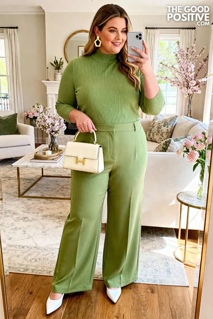 Plus Size Modern Monochrome Green Outfit