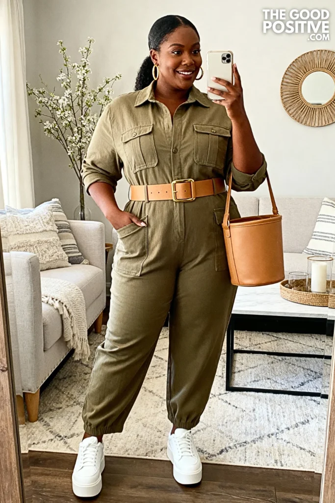 Plus Size Utility Jumpsuit With Belt Outfit