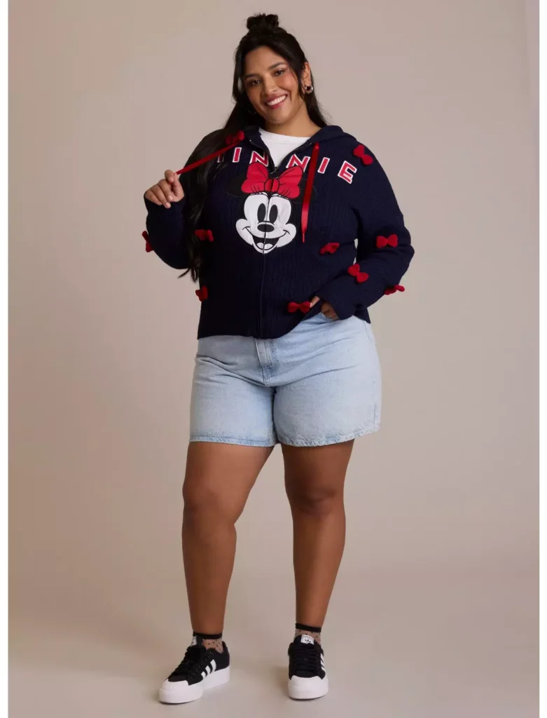 Her Universe Disney Minnie Mouse Crochet Bows Knit Hoodie