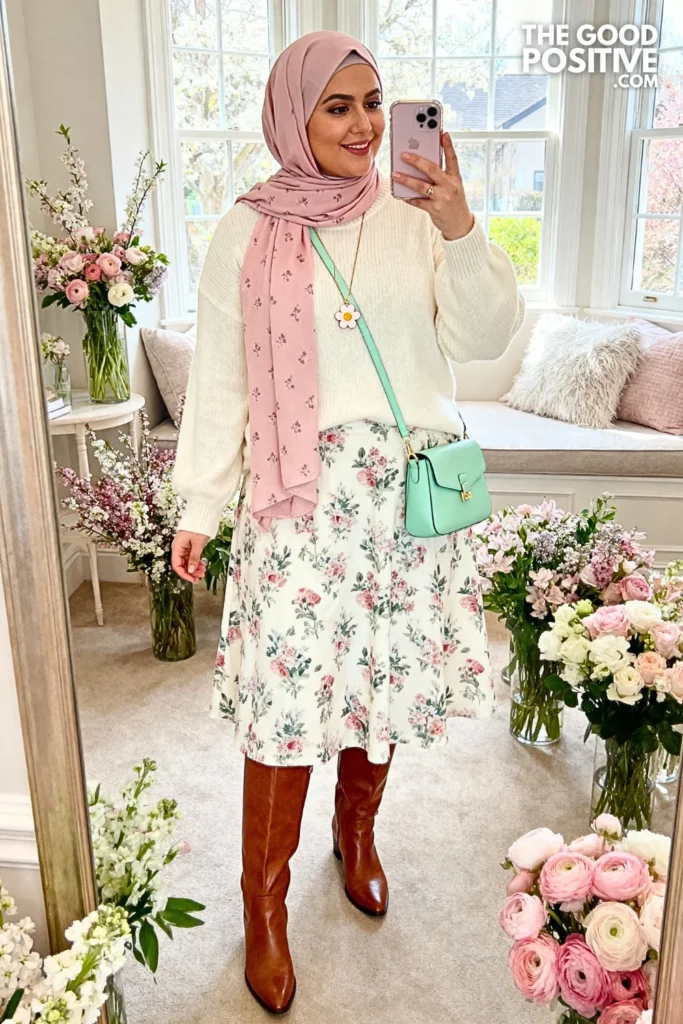 Plus Size A-Line Skirt with Cashmere Sweater Outfit