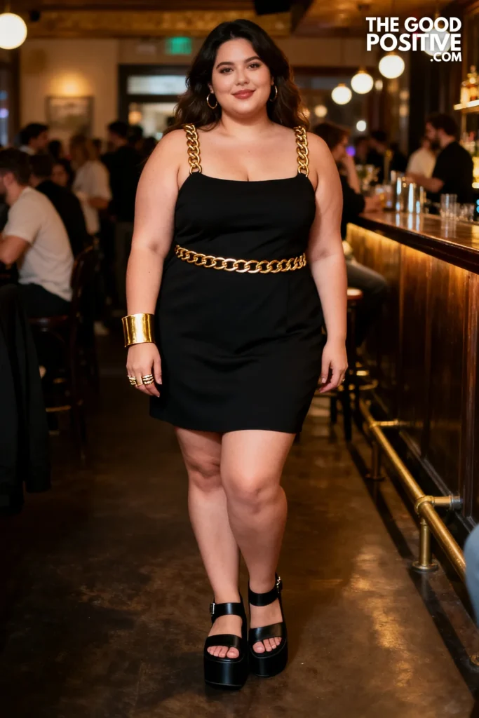 Plus Size Chain Detail Dress Outfit