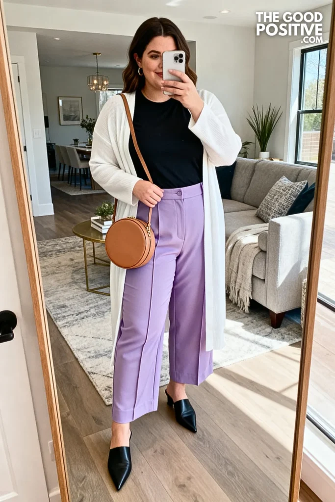 Plus Size Culottes with Longline Cardigan Outfit