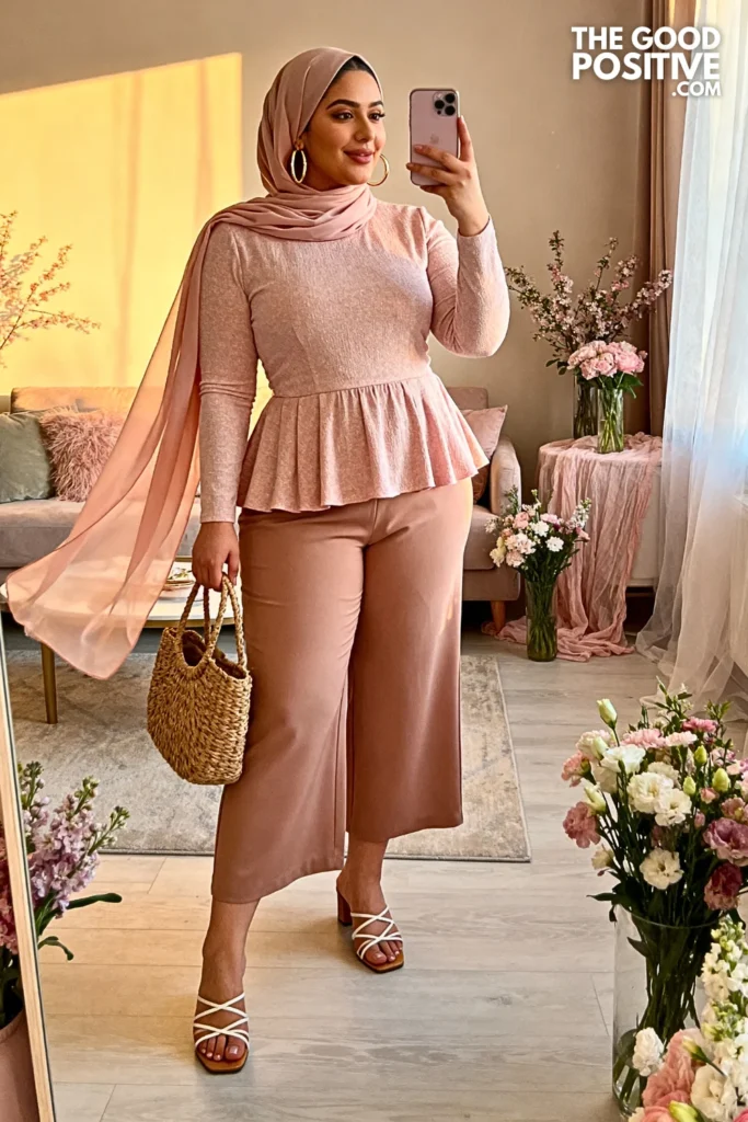 Plus Size Culottes with Peplum Top Outfit
