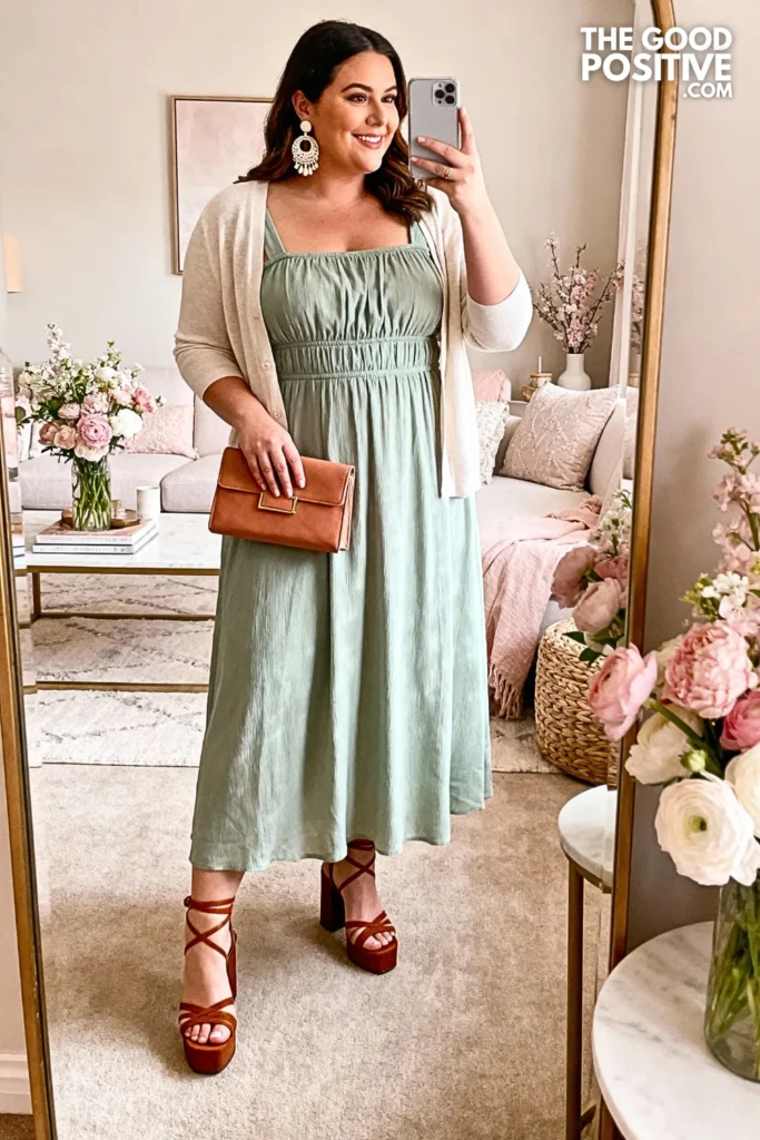 Plus Size Empire Waist Maxi Dress with Square Neckline