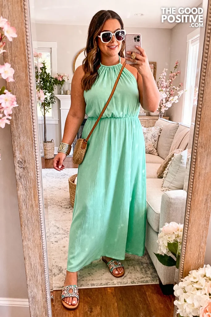 Plus Size Halter Neck Maxi Dress