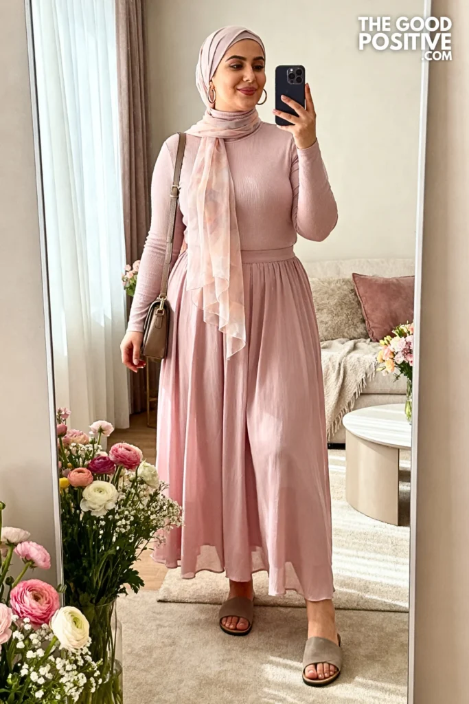 Plus Size Maxi Skirt with Fitted Turtleneck Outfit