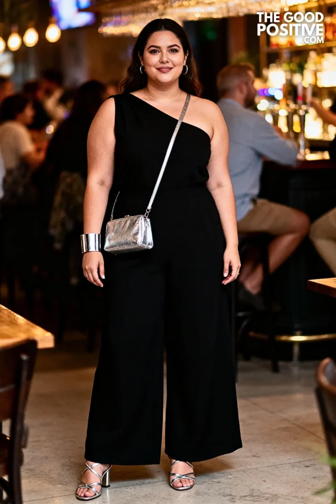 Plus Size One-Shoulder Jumpsuit Outfit