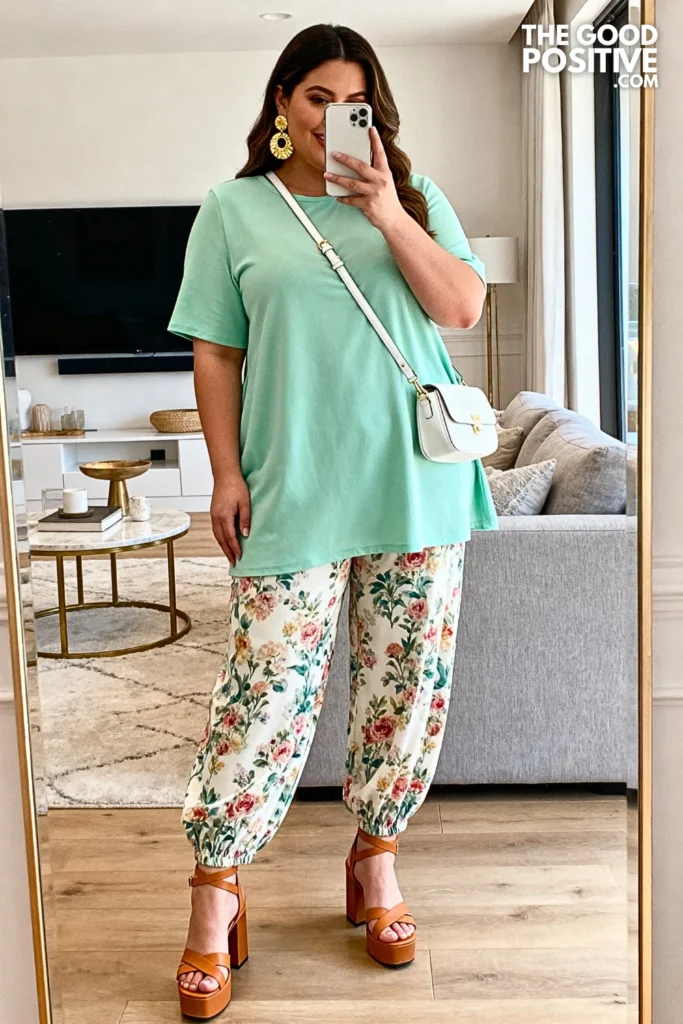 Plus Size Palazzo Pants with Long Tunic Outfit