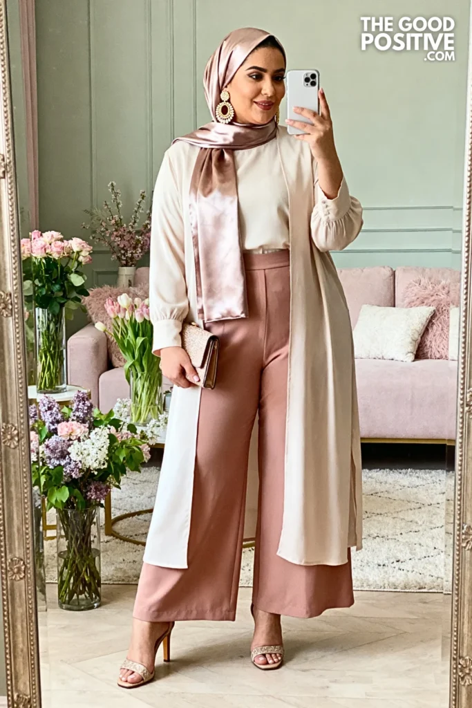 Plus Size Palazzo Pants with Longline Tunic Outfit