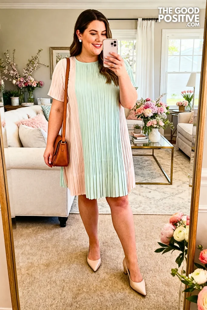 Plus Size Pintuck Detail Shift Dress