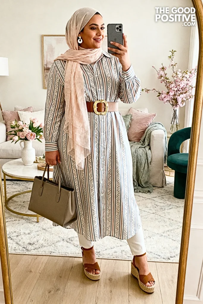 Plus Size Shirt Dress with Statement Belt Outfit
