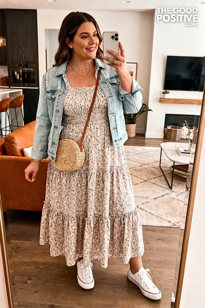 Plus Size Tiered Maxi Dress in Floral Print Outfit